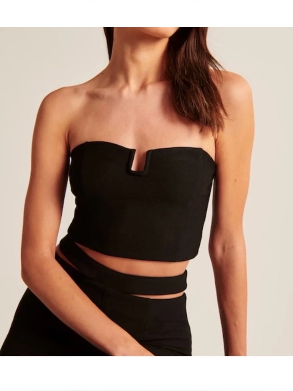 Abercrombie & Fitch Black Strapless Notch Crop Top